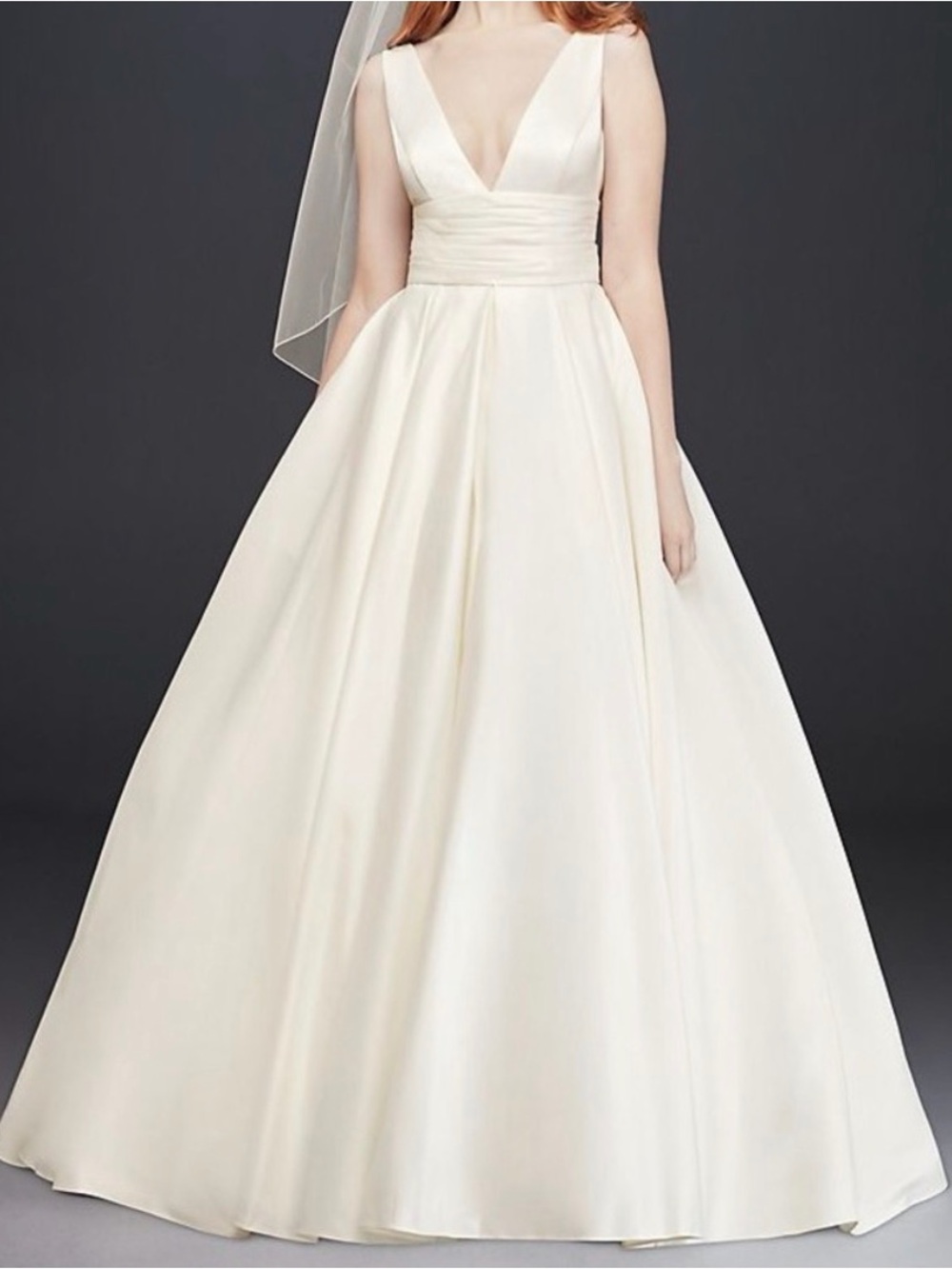 David’s Bridal V-Neck White A-Line Dress - Picture 6 of 8
